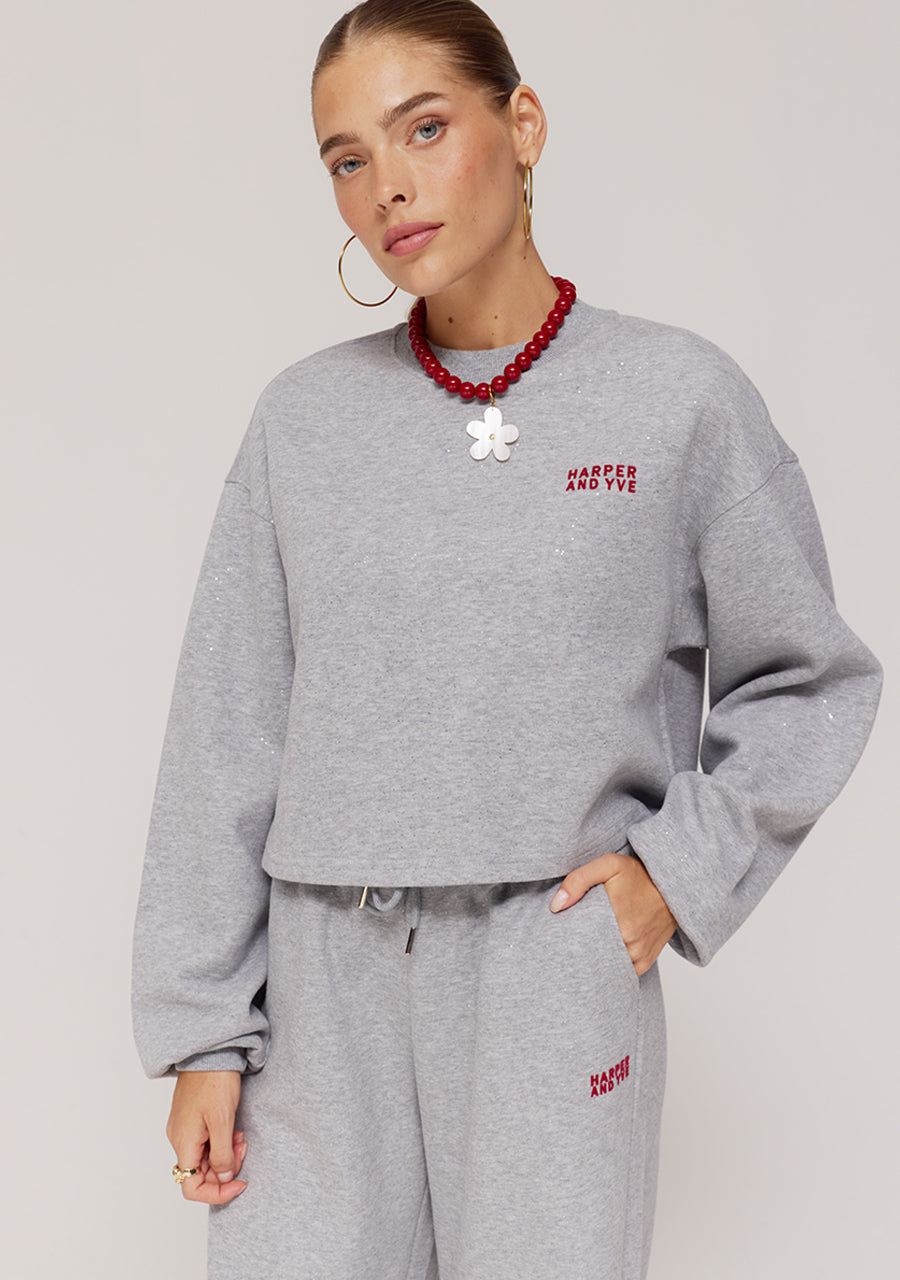 Harper & Yve Darcy Glitter trui grijs