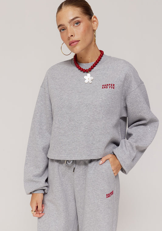 Harper & Yve Darcy Glitter trui grijs