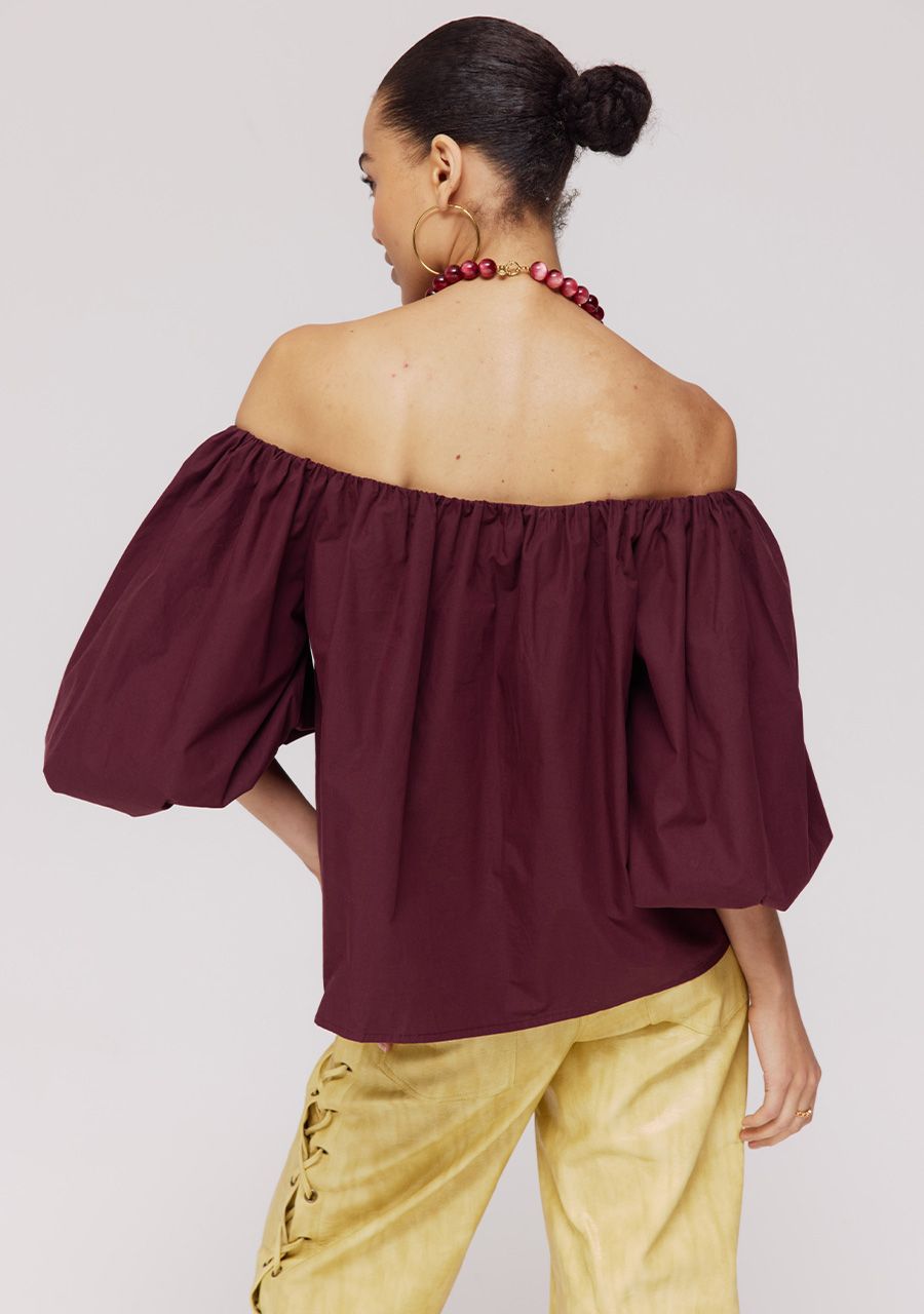 Harper & Yve Lauren Off Shoulder Top Wine Berry