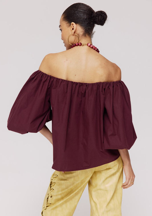 Harper & Yve Lauren Off Shoulder Top Wine Berry