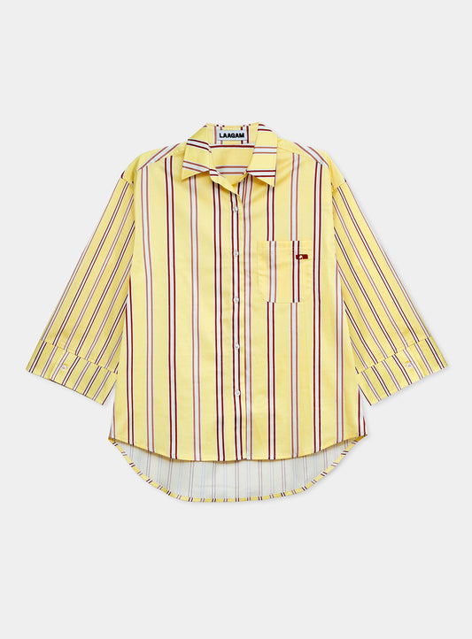 Laagam Caos Blouse Yellow Gestreept