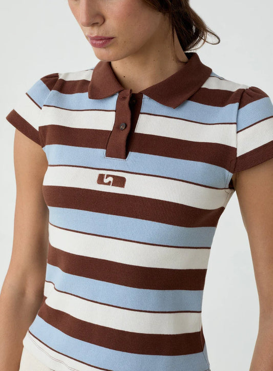 Laagam Erya Blue Striped Polo T-shirt