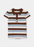 Load image into Gallery viewer, Laagam Erya Blue Striped Polo T-shirt
