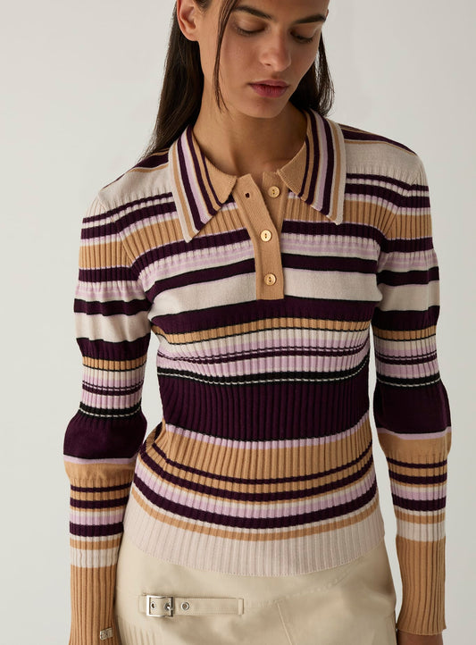 Laagam Ilyana Striped Polo Knit