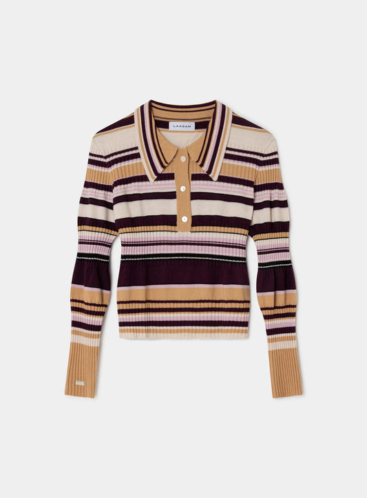 Laagam Ilyana Striped Polo Knit