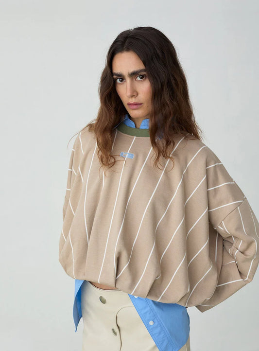 Laagam Kelly Beige Striped Sweater
