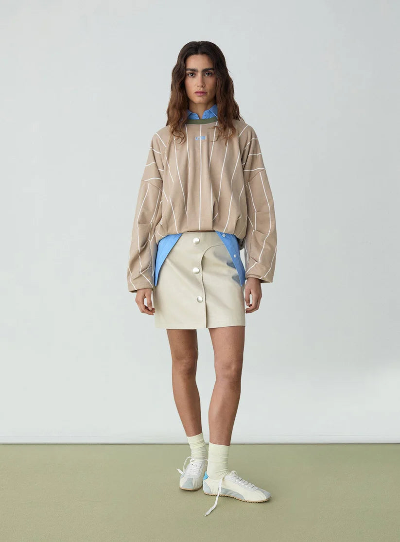 Laagam Kelly Beige Striped Sweater