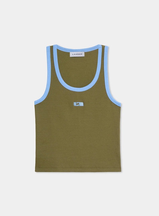 Laagam Kelsi Khaki Logo Tank Top