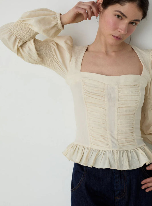 Laagam - Mary Ecru Textured Blouse