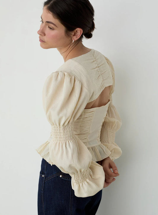 Laagam - Mary Ecru Textured Blouse
