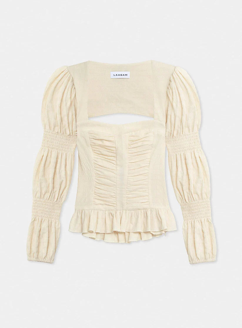 Laagam - Mary Ecru Textured Blouse