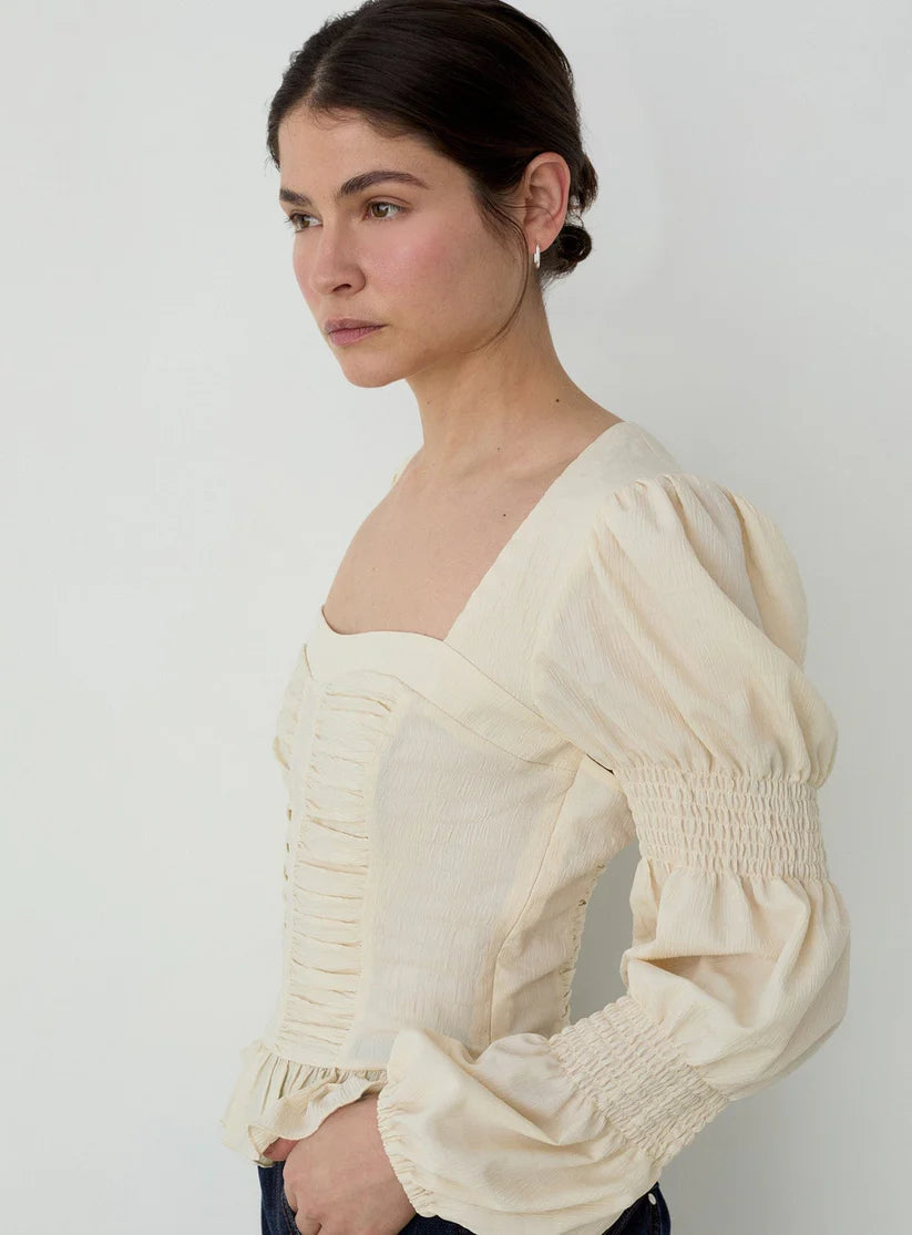 Laagam - Mary Ecru Textured Blouse