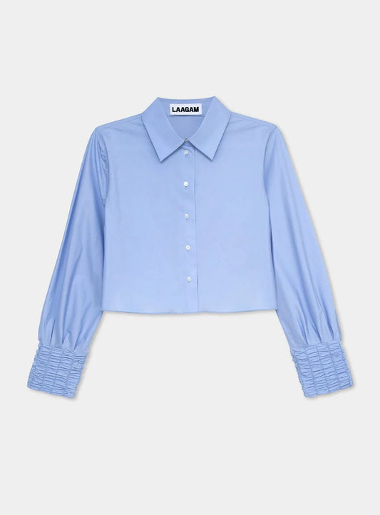 Laagam - Roxane Blue Ruched Blouse