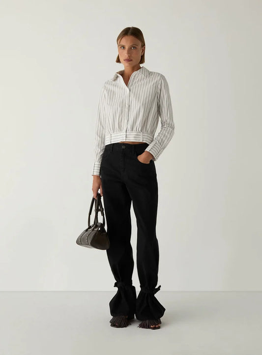 Laagam - Ryka White Striped Shirt Blouse