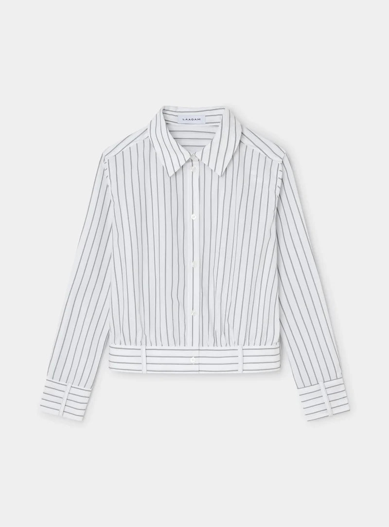 Laagam - Ryka White Striped Shirt Blouse