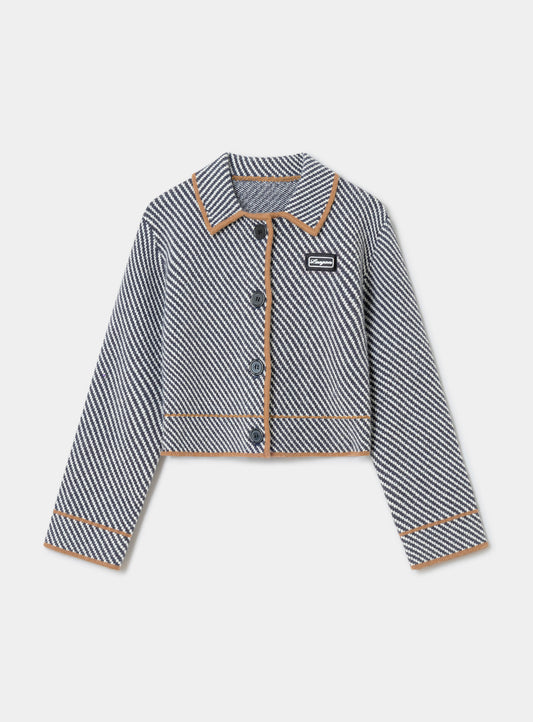 Laagam Beverly Gestreept Vest Donkerblauw met Grijs