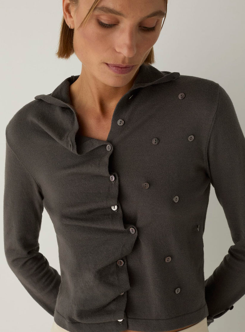 Laagam - Fia button cardigan vest grijs