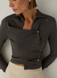 Load image into Gallery viewer, Laagam - Fia button cardigan vest grijs
