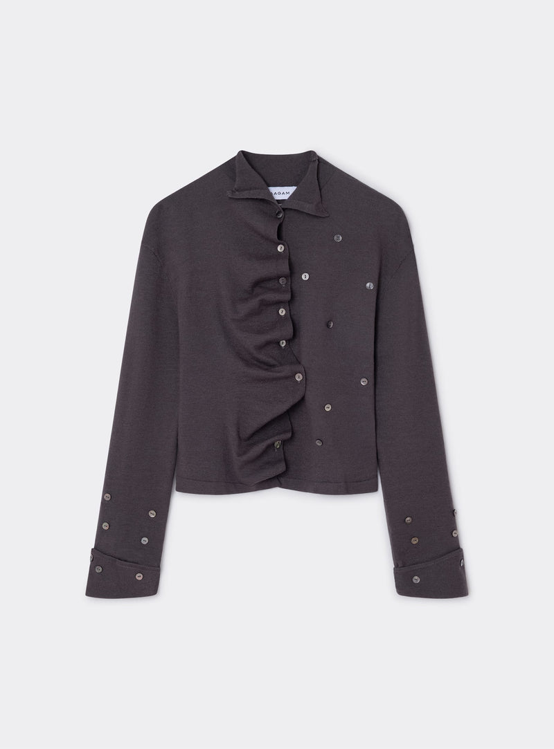 Laagam - Fia button cardigan vest grijs