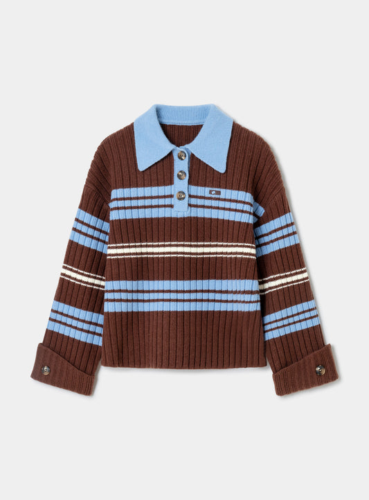 Laagam - Graz Polo Trui Gestreept Blauw