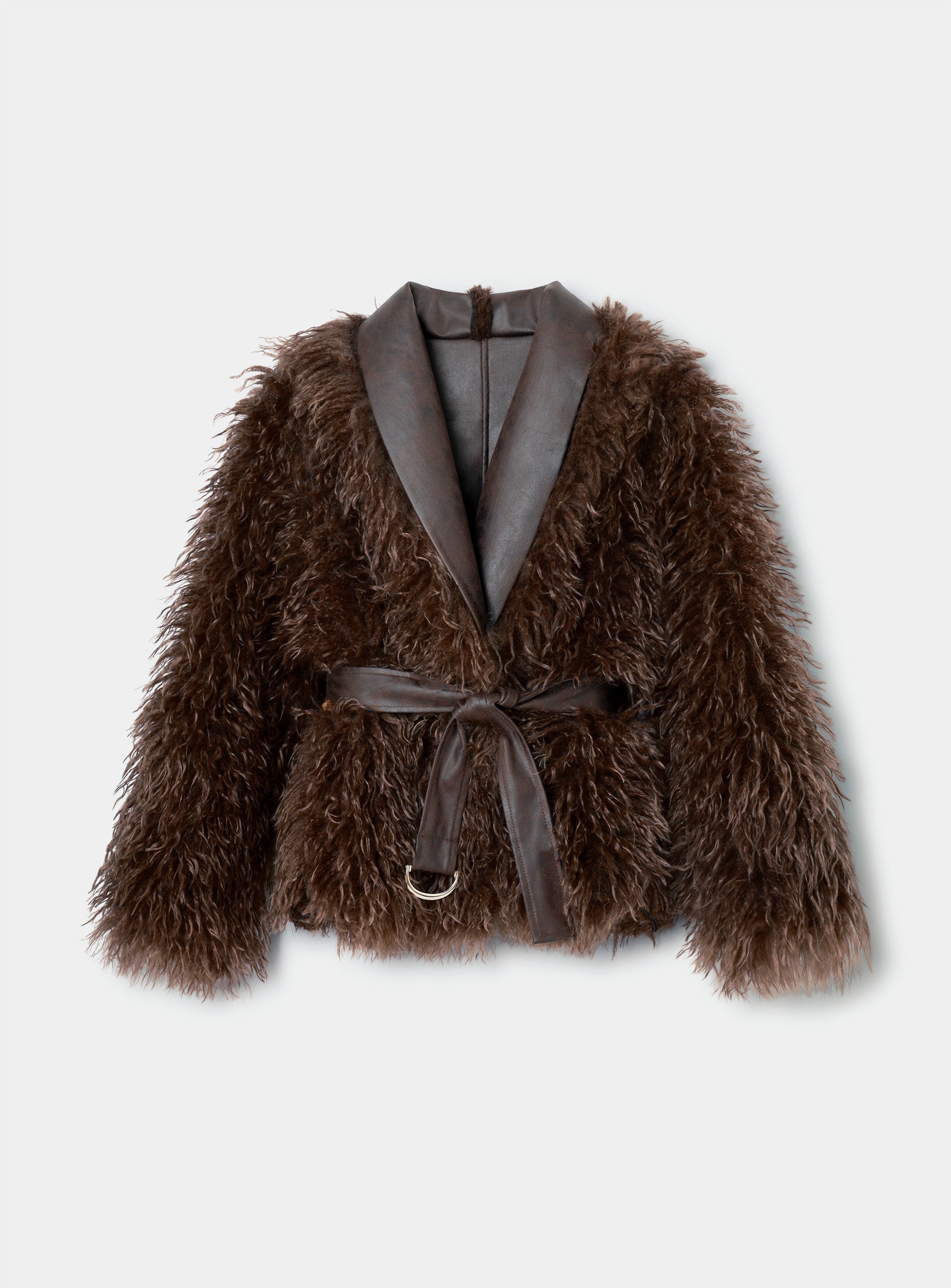 Laagam Zoya Reversible Faux Leather/ Fur Short Coat
