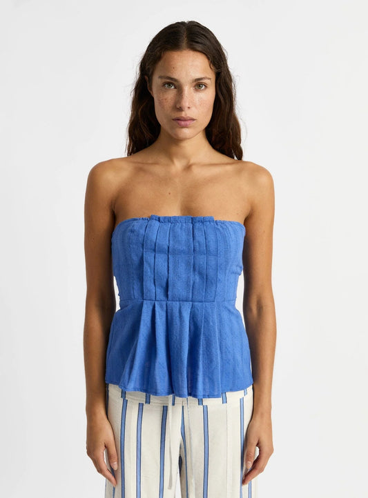 Laagam Ewan Pleated top Blauw