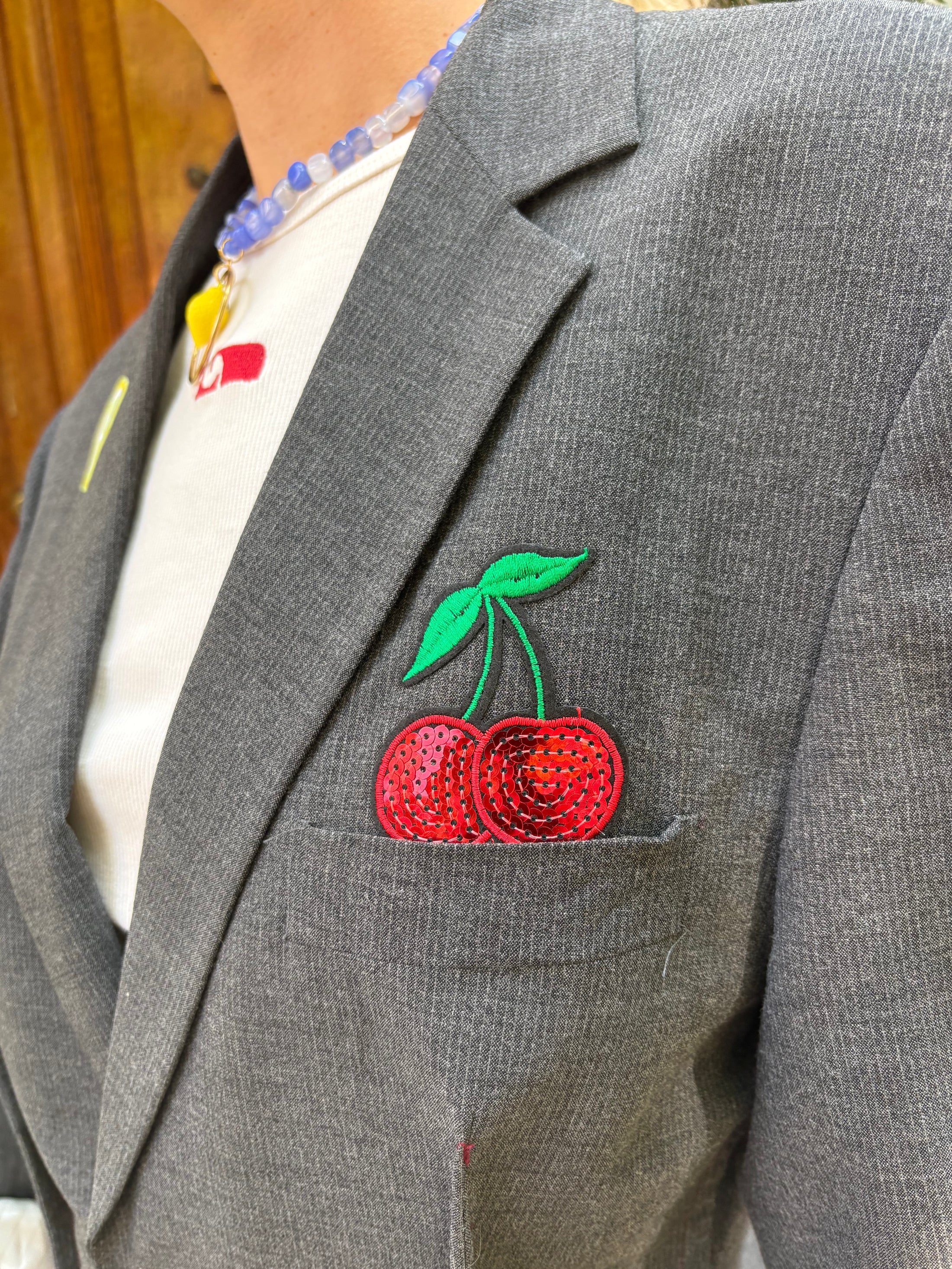 LACHA Studio Cherry Pinstripe Upcycled Blazer – maat M