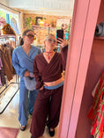 Load image into Gallery viewer, LACHA Studio - Reversible Wide to Balloonpants in Burgundy/ Blue Pinstripe - LACHA FOREVER DROP
