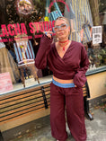 Load image into Gallery viewer, LACHA Studio - Reversible Wide to Balloonpants in Burgundy/ Blue Pinstripe - LACHA FOREVER DROP
