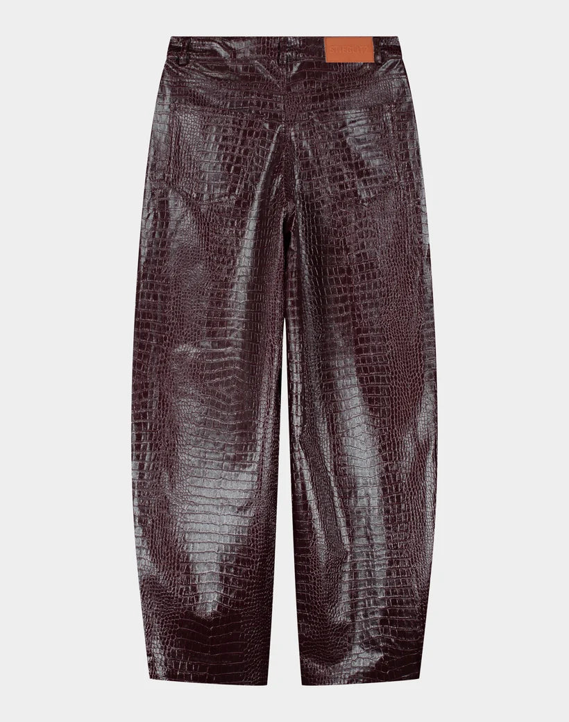 Stieglitz - Draco Fake Croco Balloonfit Broek - Bruin Croco - Valt Normaal