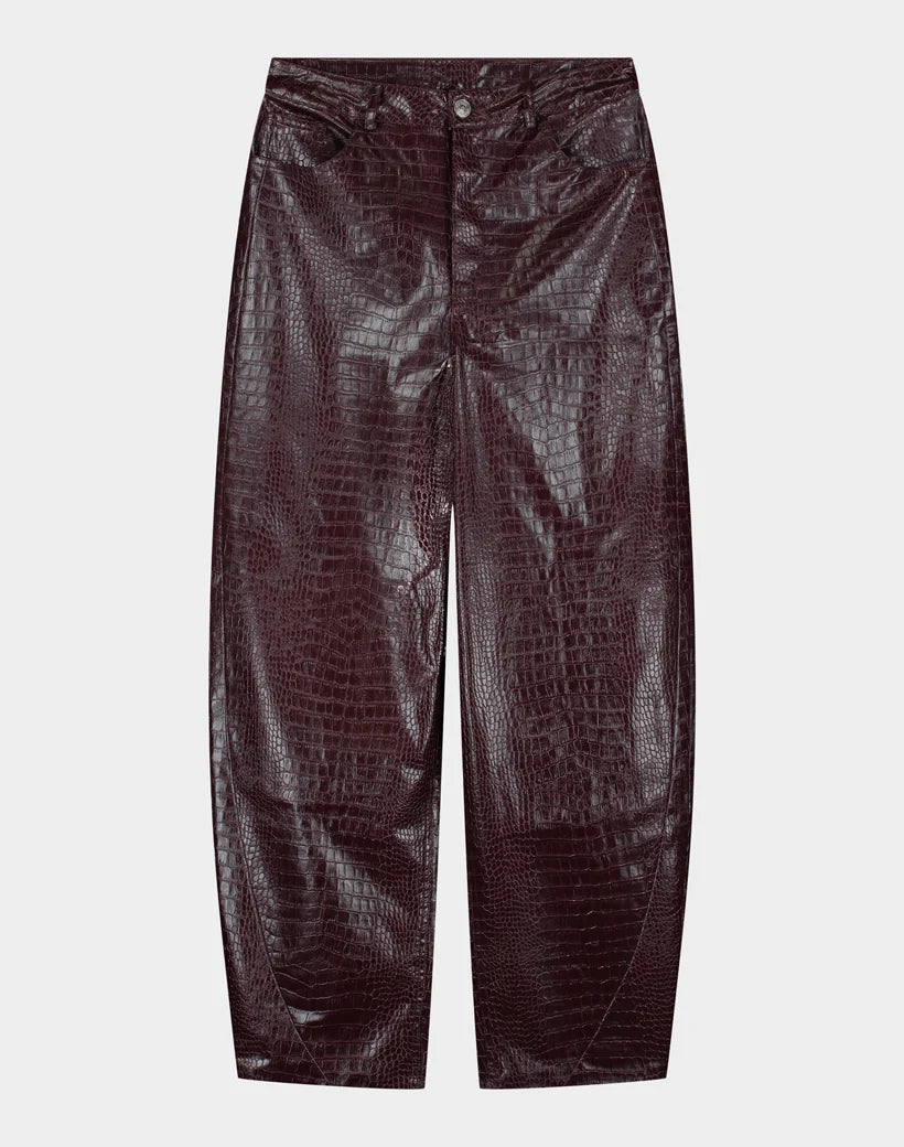 Stieglitz - Draco Fake Croco Balloonfit Broek - Bruin Croco - Valt Normaal