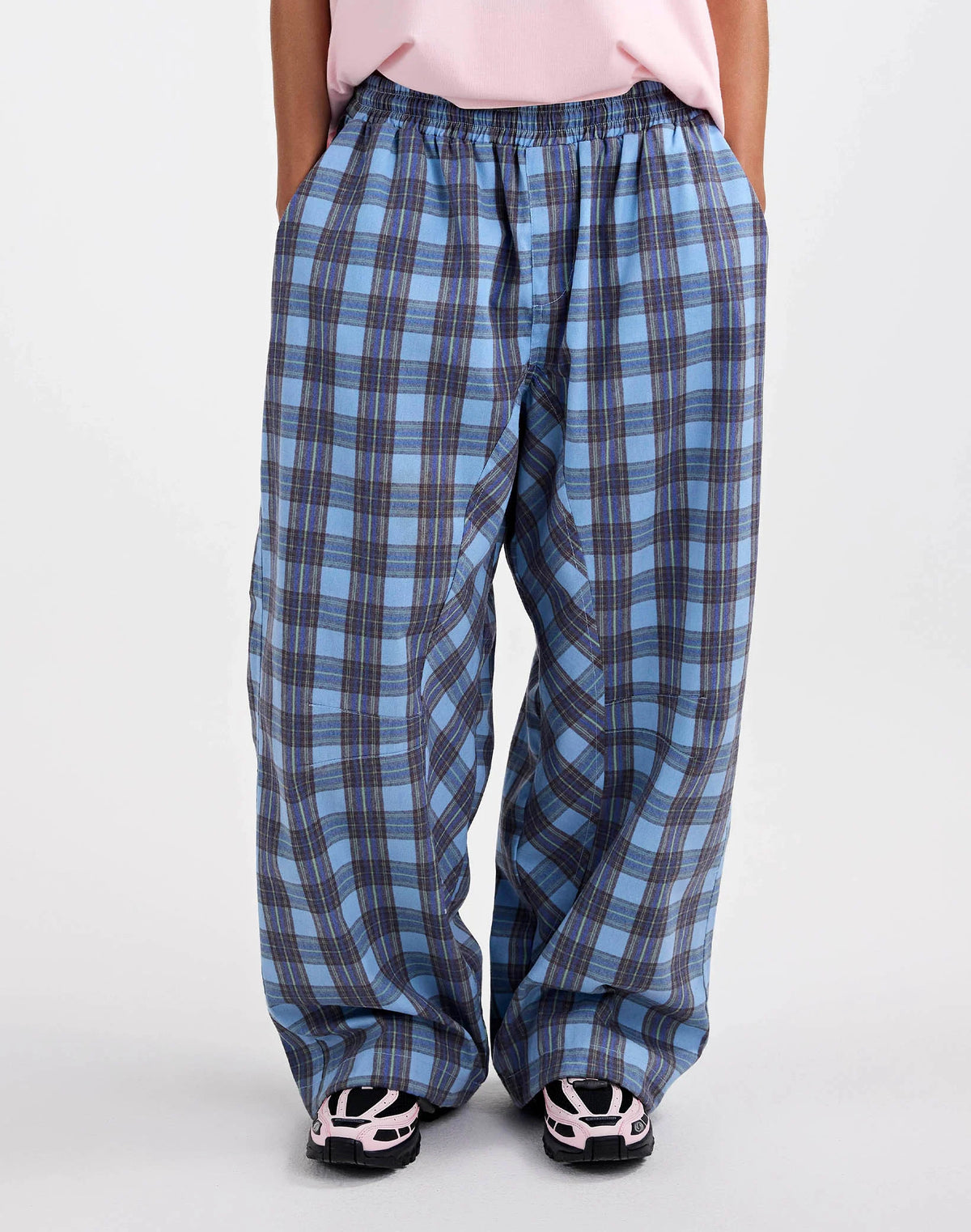 Stieglitz - Briana Check Broek - Blauwe Ruit - Valt Heel Groot