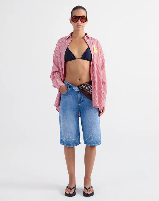 Stieglitz - Fabio Denim Shorts - met glitter logo