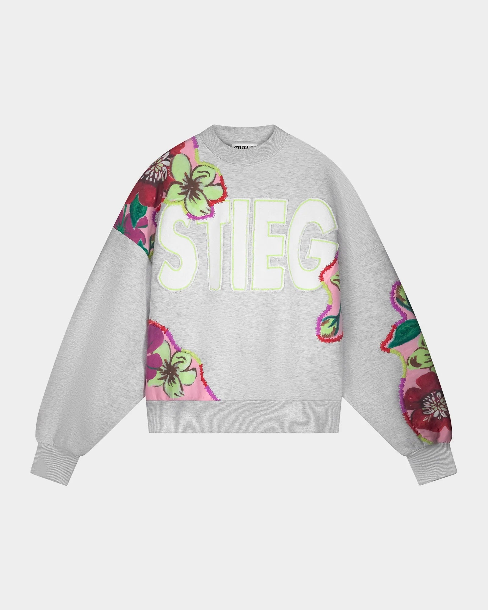 Stieglitz Gitana trui - grijs met bloem