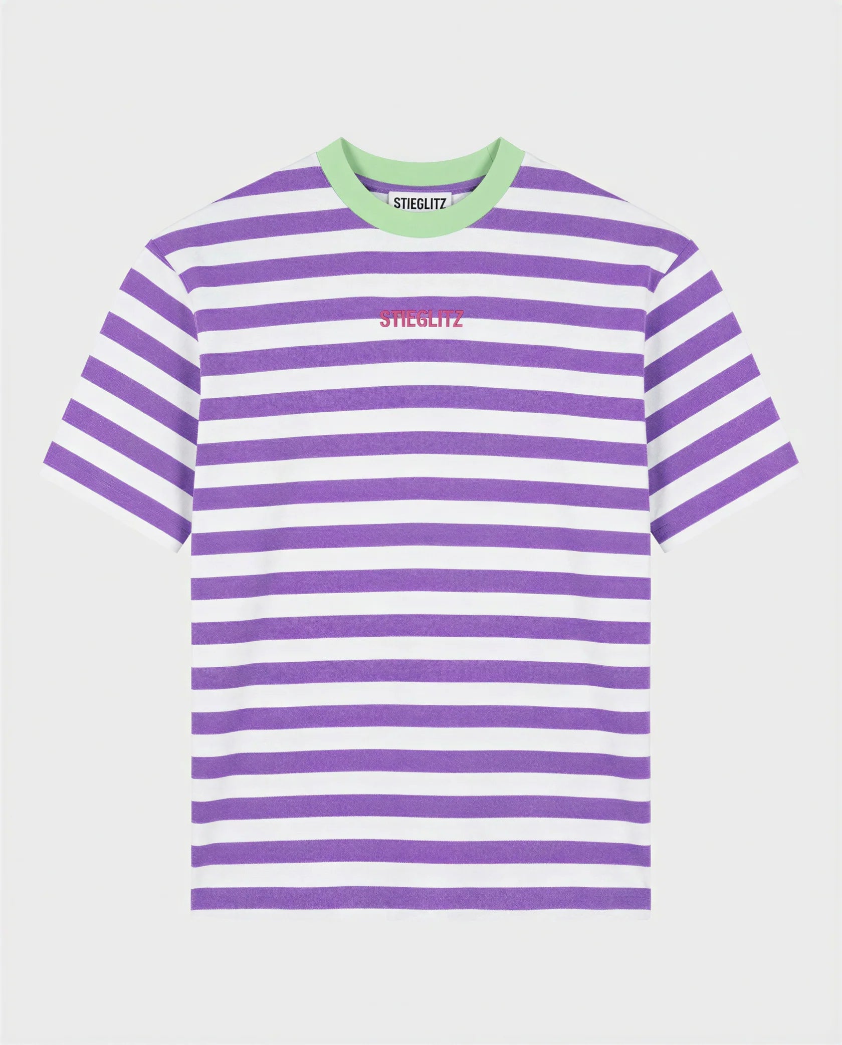 Stieglitz Joana Strepen Tshirt Paars Wit- Valt beetje oversized