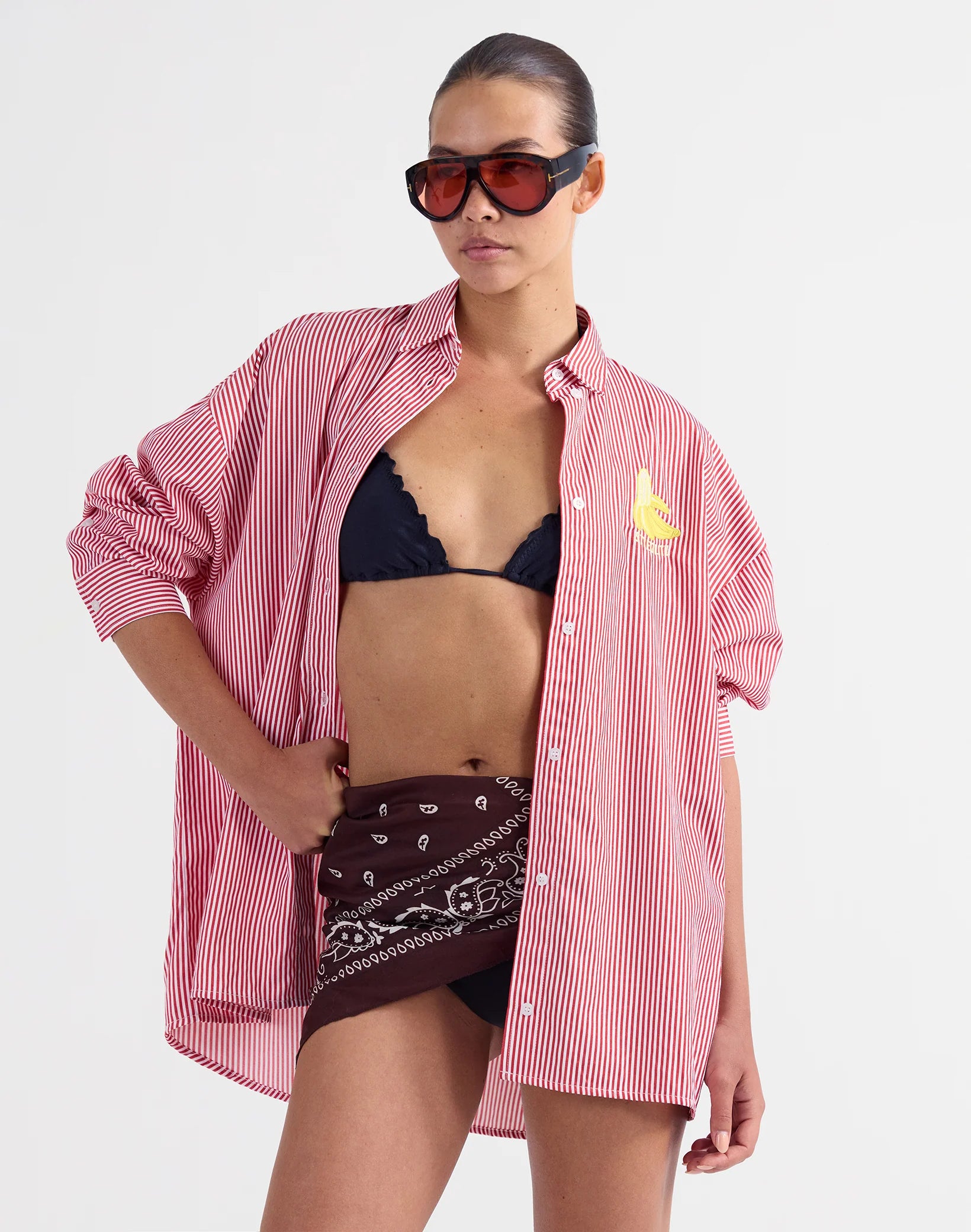 Stieglitz Lua Gestreepte Blouse met Banaan - Oversized