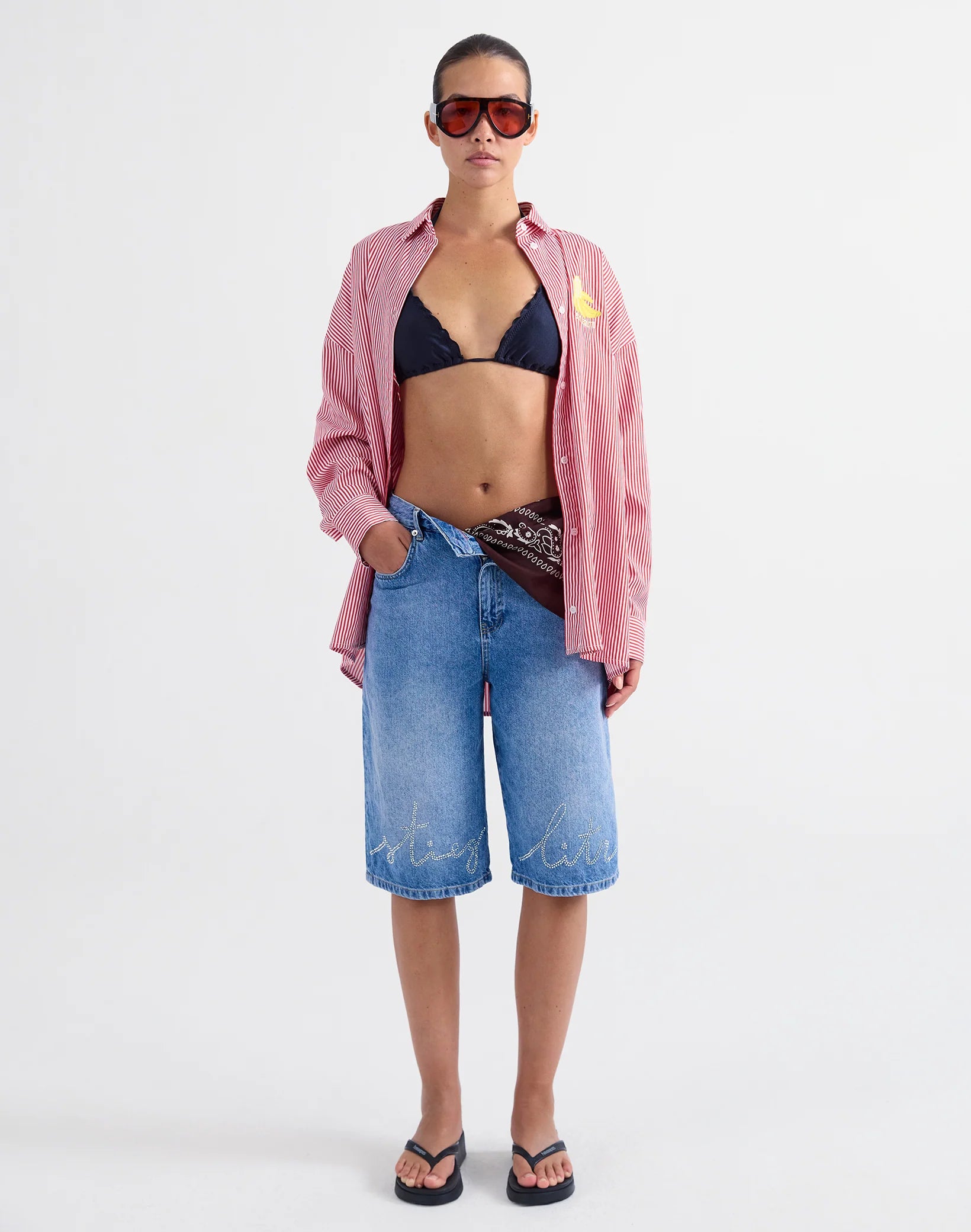 Stieglitz Lua Gestreepte Blouse met Banaan - Oversized