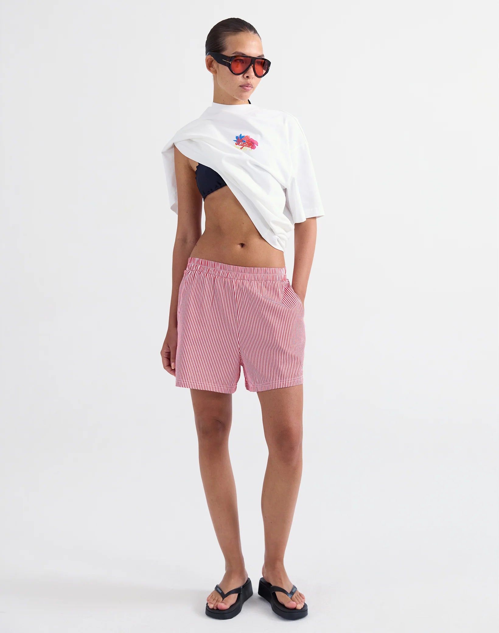 Stieglitz - Lua Strepen Short Rood Wit
