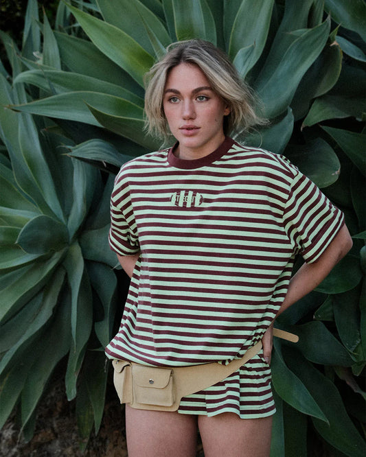 Stieglitz Pip Strepen Tshirt Groen- Valt heel oversized