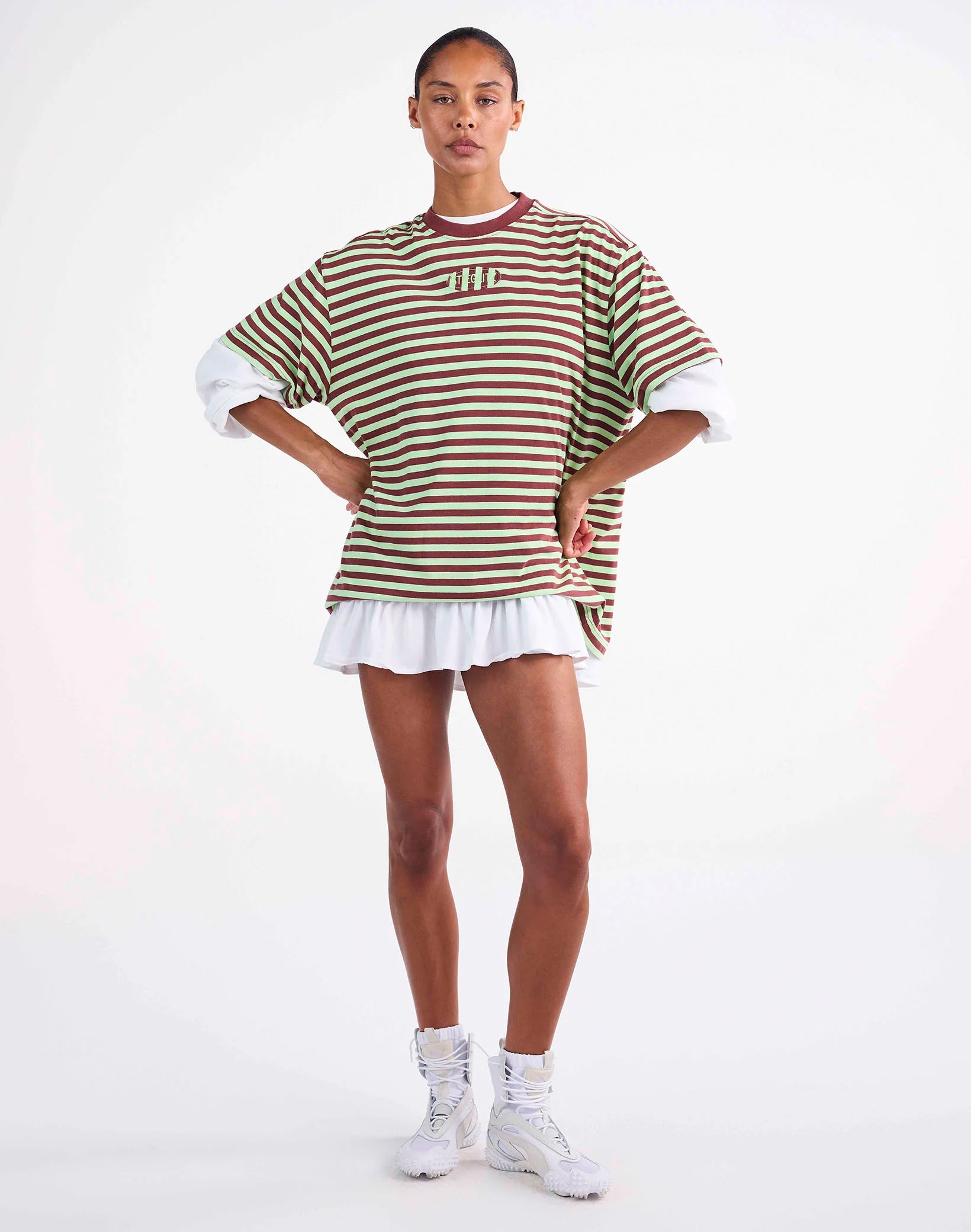 Stieglitz Pip Strepen Tshirt groen- Valt heel oversized